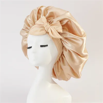 New Silk Bonnet For Sleeping Women Satin Bonnet Hair Bonnet Night Sleep Cap Scarf Wrap For Curly Hair With Tie Band For Curly Hair Khaki - Shop at LoveMi