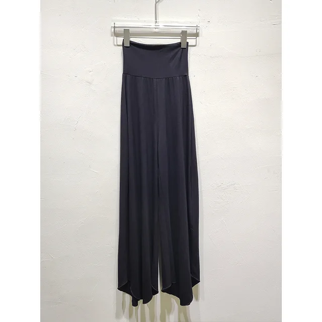 Bamboo Fiber Nude Feel Breathable High Waist Loose And Irregular Trousers Wide Leg Pants Black - Shop at LoveMi