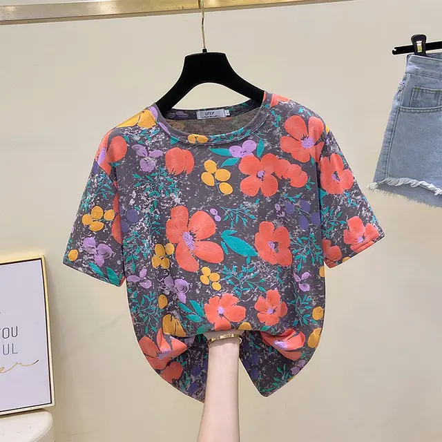 Slimming Fashionable All match Cotton T shirt For Women Gray - Shop at LoveMi