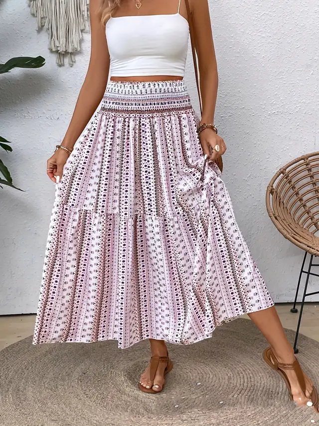 All matching Slim Fit Pleated High Waist Long Skirt White - Shop at LoveMi