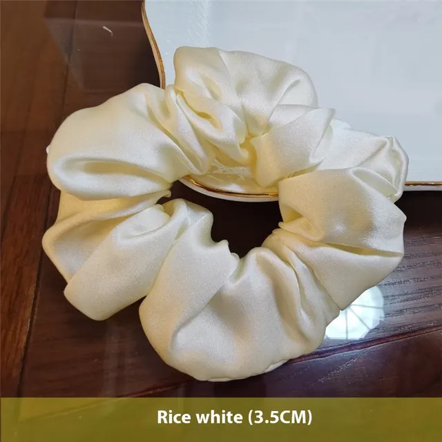 Crepe Satin French Handmade Silk Hair Ring Beige - Shop at LoveMi