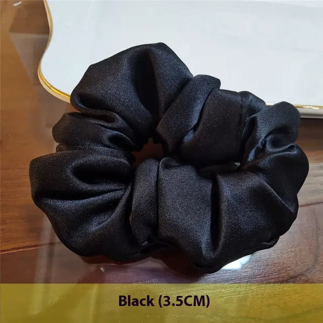 Crepe Satin French Handmade Silk Hair Ring Black - Shop at LoveMi
