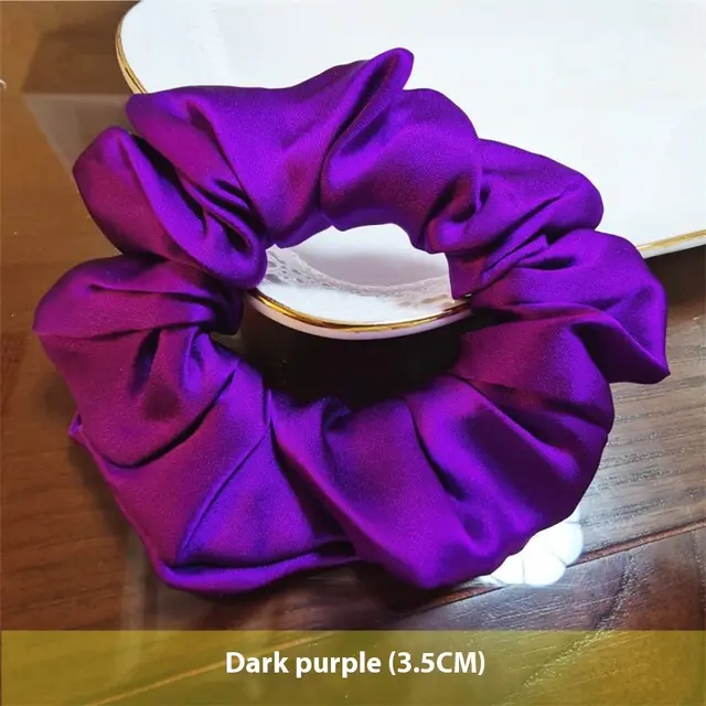 Crepe Satin French Handmade Silk Hair Ring Dark Purple - Shop at LoveMi
