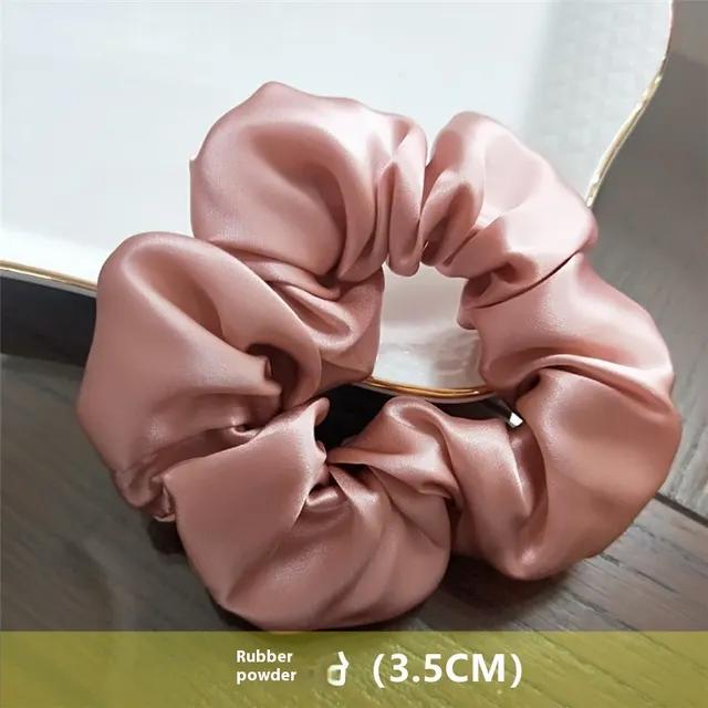 Crepe Satin French Handmade Silk Hair Ring Rubber Pink - Shop at LoveMi