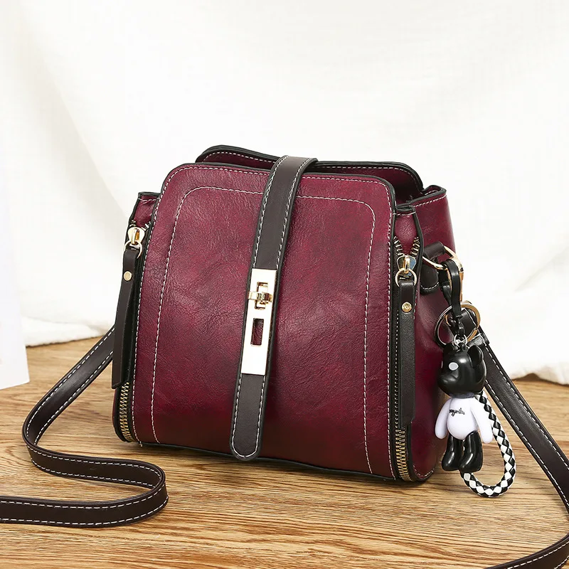 Barrel Tote Women's Fashion PU Leather Shoulder Messenger Bag Purple - Shop at LoveMi