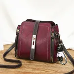Barrel Tote Women's Fashion PU Leather Shoulder Messenger Bag - Purple
