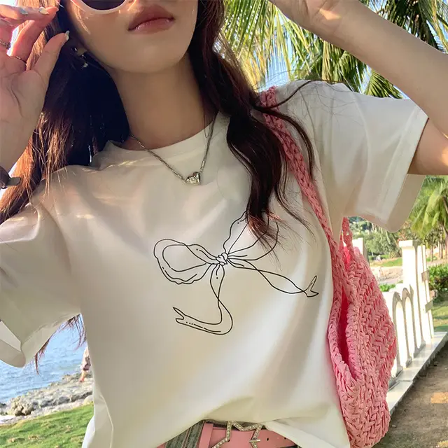 American Retro T shirt Women's Cotton White - Shop at LoveMi