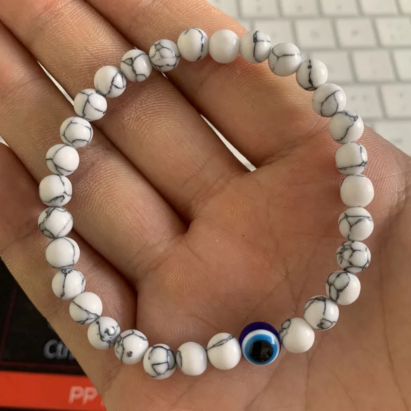 Natural Stone Beads Obsidian Bracelet - Domestic White