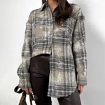 Retro Loose Brushed Plaid Shirt - Color