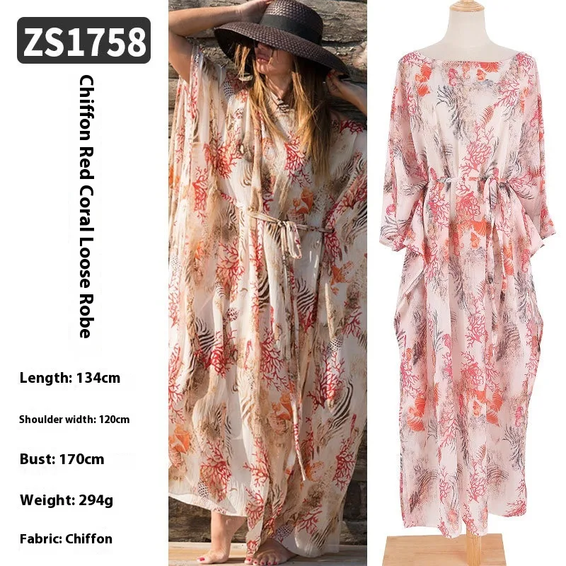 Beach Robe Bikini Swimsuit Blouse Long Dress Zs1758 Style Free Size - Shop at LoveMi
