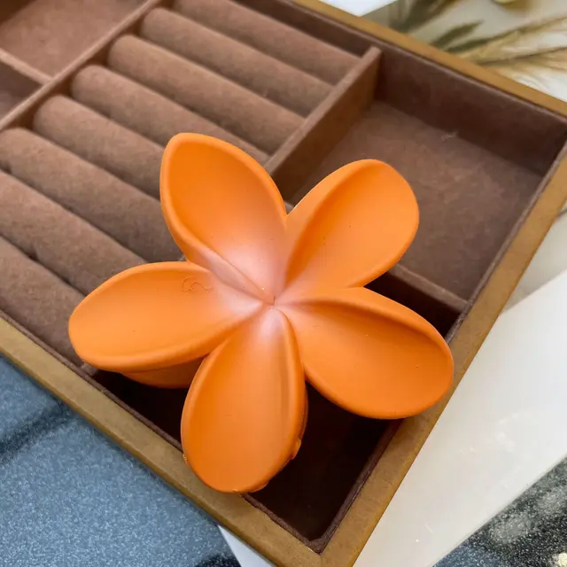 Flower Barrettes Women's Colorful Updo Gadget Hair Accessories 8Cm Rubber Paint Orange - Shop at LoveMi