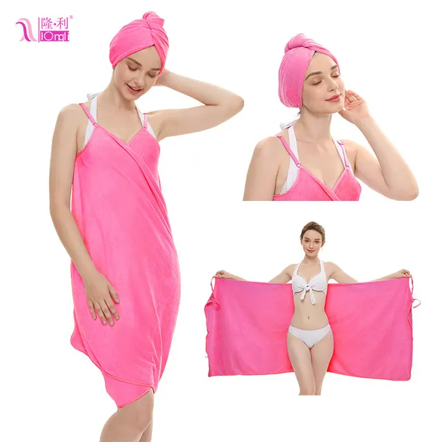 Bath Towel Sling Bath Skirt Coral Fleece Suit Bath Skirt Set Rose Red - Shop at LoveMi