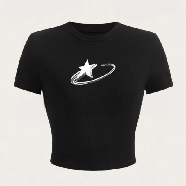 Women's Round Neck T shirt Letter Print Short sleeve Ins05 - Shop at LoveMi