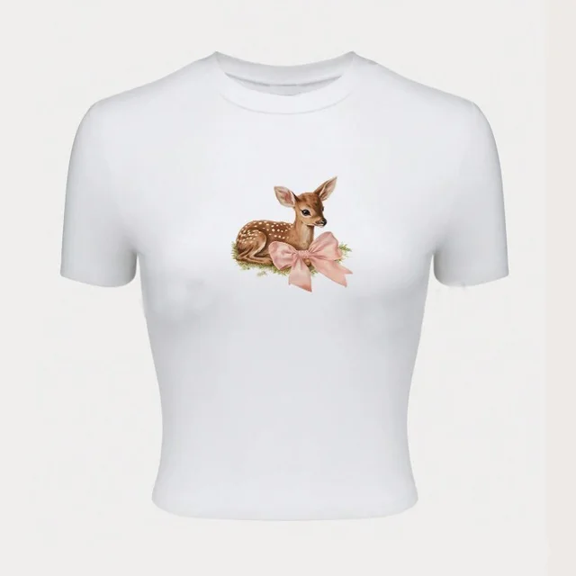 Women's Round Neck T shirt Letter Print Short sleeve Ins07 - Shop at LoveMi