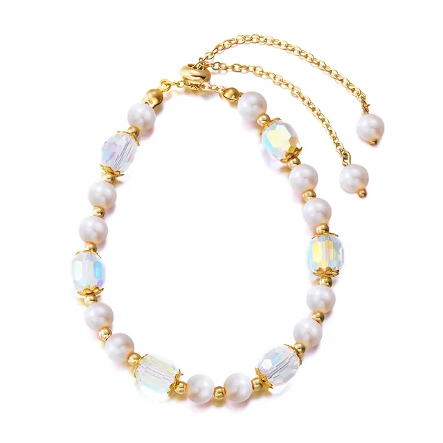 Retro Crystal Pearl Bracelet Female Niche Beige - Shop at LoveMi