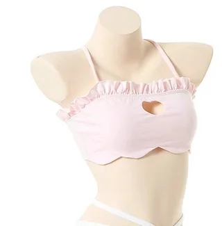 Thin Breathable Sweet Cute Solid Color Homewear - Pink Chest Wrap