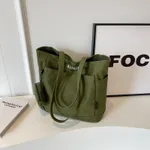 Canvas Shoulder Leisure Class Commuter Tote Bag - Green