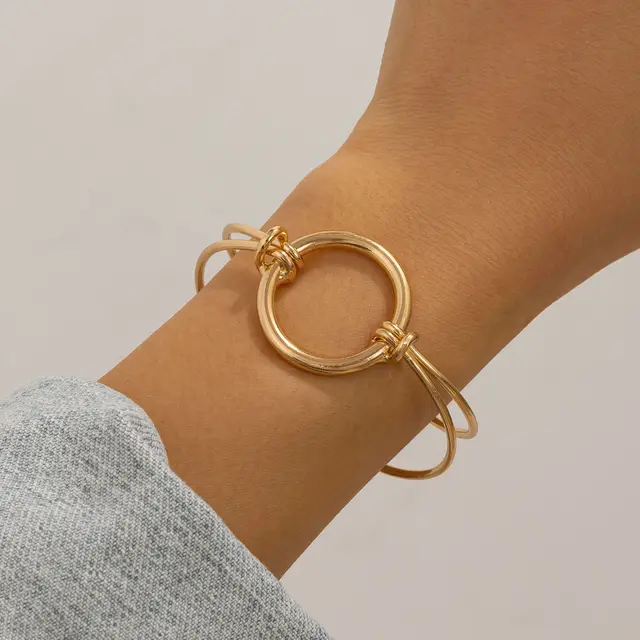 Design Double layer Hollow Knot Open ended Bracelet Women 05 Gold 2418 - Shop at LoveMi