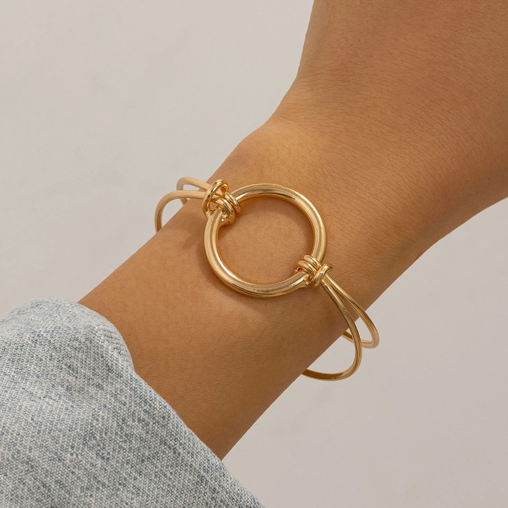 Design Double-layer Hollow Knot Open-ended Bracelet Women - 05 Gold 2418