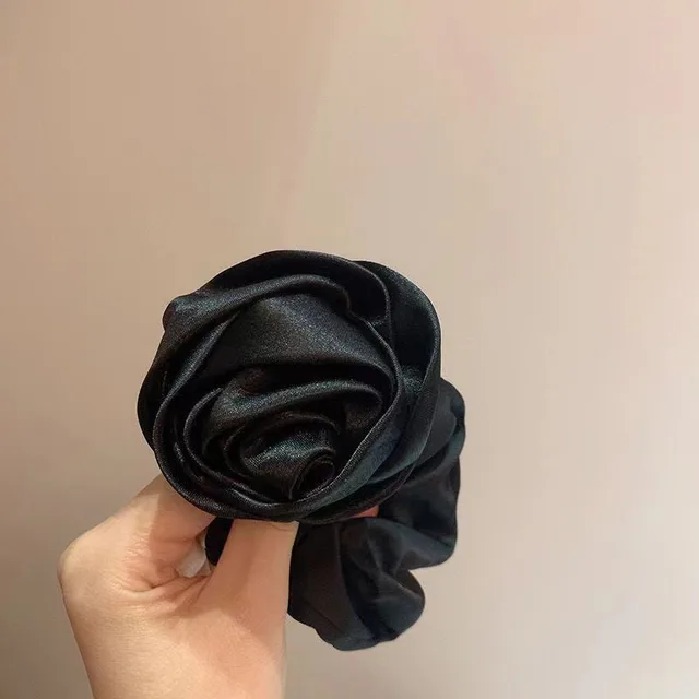 Bun Ponytail Advanced Sense Flower Hair Rope Rubber Band Headdress Black Rose Hair Ring - Shop at LoveMi