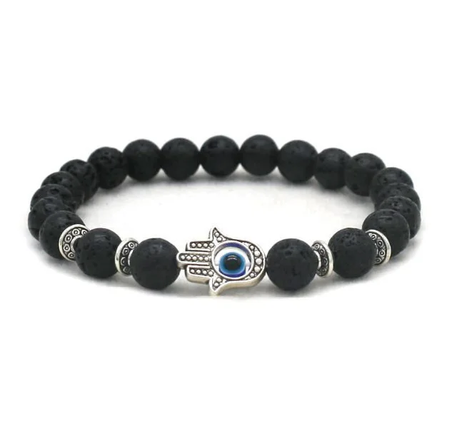 8mm Palm Eye Volcanic Stone Elastic Line Yoga Bracelet Volcanic Rock - Shop at LoveMi