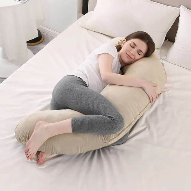 Pregnant Women Nursing Pillow Comfortable Sleep Side Lying Waist Support Slope Pillow Candy Type Pregnancy Pillow Velvet Champagne - Shop at LoveMi