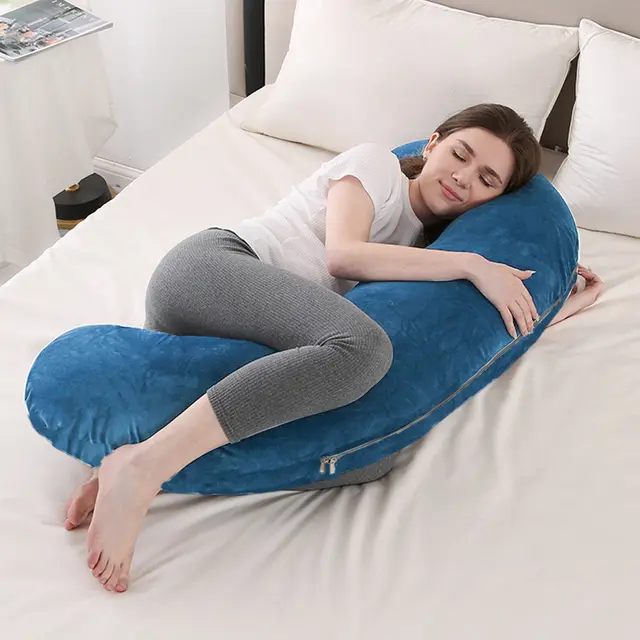Pregnant Women Nursing Pillow Comfortable Sleep Side Lying Waist Support Slope Pillow Candy Type Pregnancy Pillow Velvet Dark Blue - Shop at LoveMi