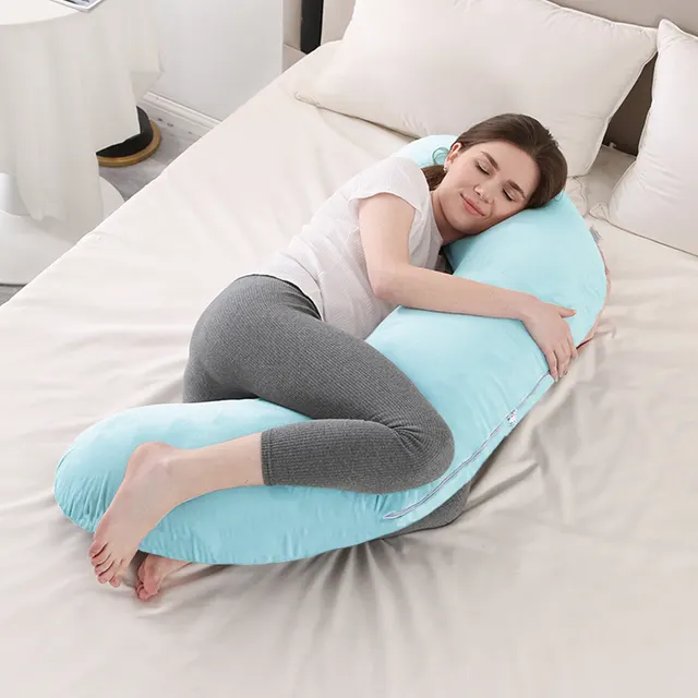 Pregnant Women Nursing Pillow Comfortable Sleep Side Lying Waist Support Slope Pillow Candy Type Pregnancy Pillow Velvet Light Blue - Shop at LoveMi