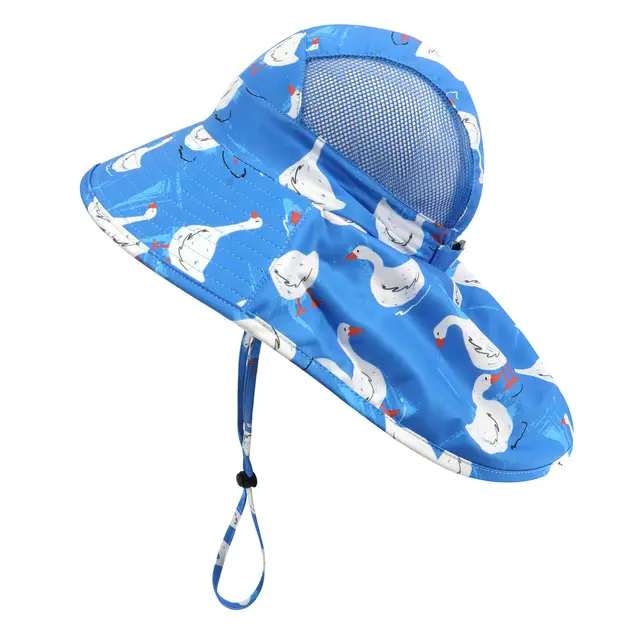 Children's Big Eaves Animal Printing Air permeable Beachwear Neck Protection Bucket Hat Quick drying Shawl Hat Goose - Shop at LoveMi