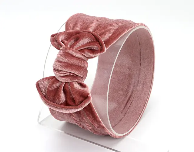 Baby Lace up Gold Velvet Fat Bow Hair Band Pink Color - Shop at LoveMi
