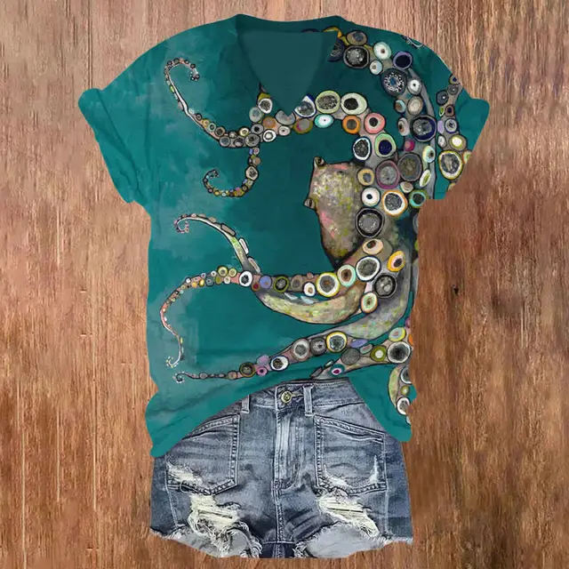 Women's Short Sleeve 3D Digital Printing Plus Size Color18 - Shop at LoveMi