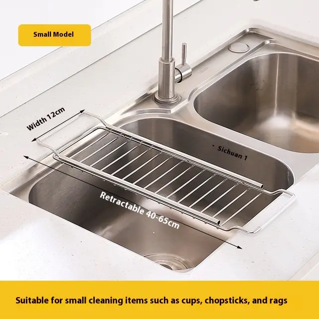 Stainless Steel Kitchen Telescopic Sink Storage Rack Draining Extensible Shelf Small Size - Shop at LoveMi