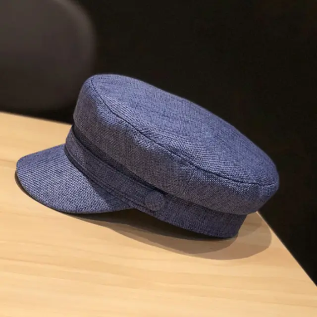 Women's Linen Octagonal Casual All match Flat top Cap Blue - Shop at LoveMi