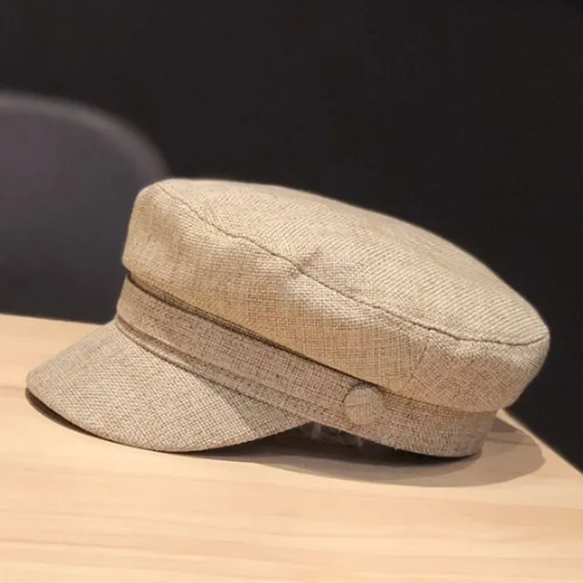 Women's Linen Octagonal Casual All match Flat top Cap Khaki - Shop at LoveMi
