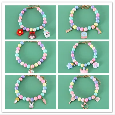 Cat Dog Colorful Pearl Dream Moon Headdress Meteor Rabbit Collar Birthday Shooting Accessories Necklace Bracelet Set - Shop at LoveMi