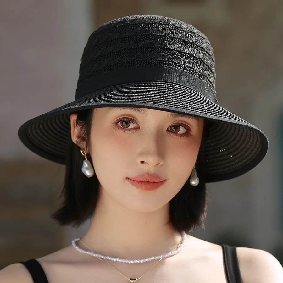 Japanese Elegant Sun Hat Ribbon Bow Black - Shop at LoveMi
