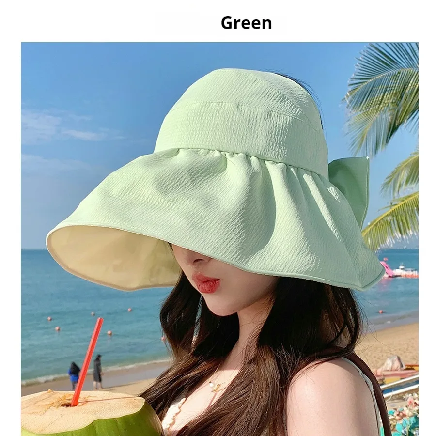 Air Top Big Brim Sun Hat UV Protection Vinyl Sun Protective - Green