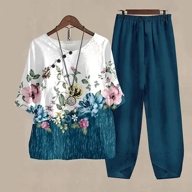 3D Digital Printing Irregular Trousers Half Sleeve Suit A32Tz6251658716 - Shop at LoveMi