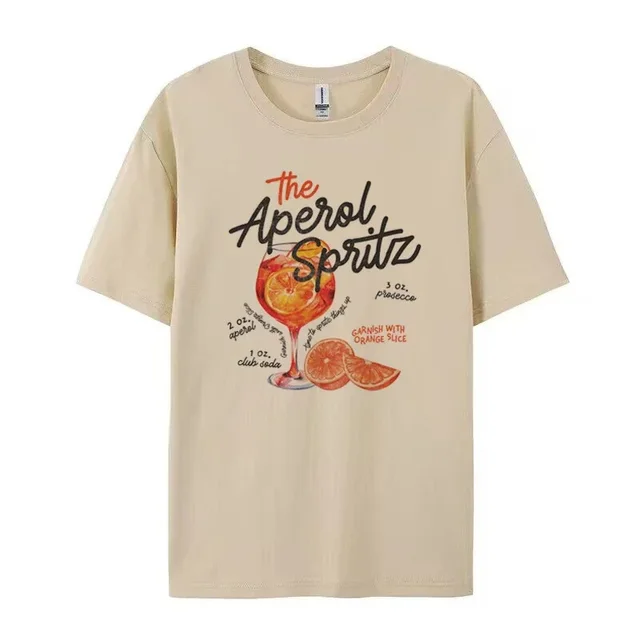 Citrus Cocktail Glass Character T shirt Khaki - Shop at LoveMi