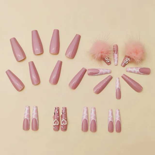 Cotton Candy Ball Diamond Wear Ballet Armor Gentle Girl Fake Nails D020 Fur Ball Rhinestone - Shop at LoveMi