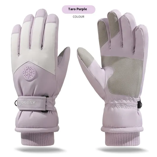 Skiing Gloves Winter Touch Screen Motorcycle Fleece lined Warm Purple Female - Shop at LoveMi