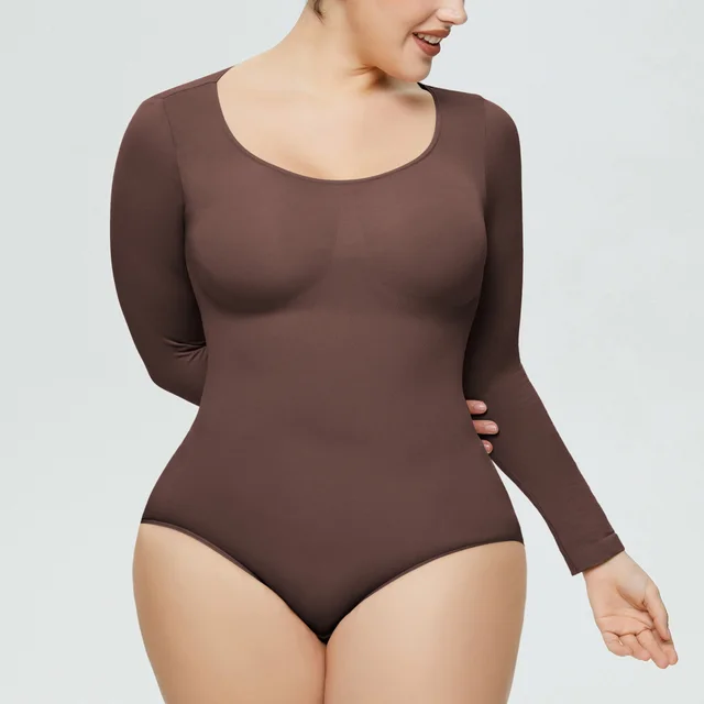 Jumpsuit Women's Bottoming Shirt Long Sleeve Corset One piece Corset Brown - Shop at LoveMi