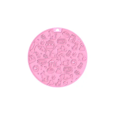 Pet Licking Mat Round Silica Gel Sucker Cherry Blossom Powder - Shop at LoveMi