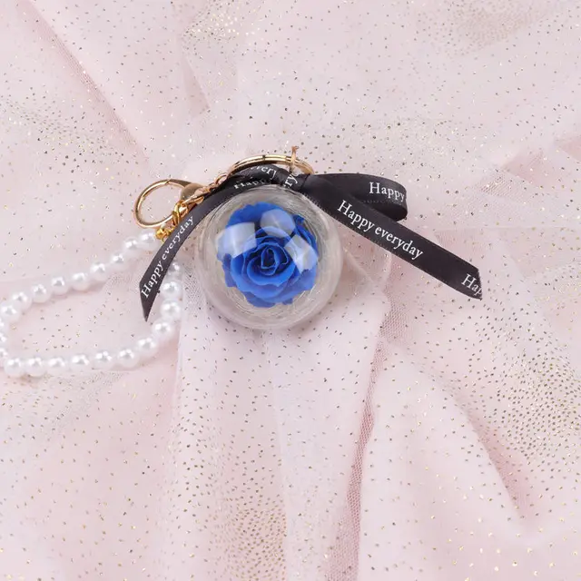 Rose Perianth Pearl Car Hanging Keychain Sapphire Blue - Shop at LoveMi