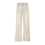 Punk Wash Denim Distressed Straight-leg Trousers Street Fashion Retro - Apricot