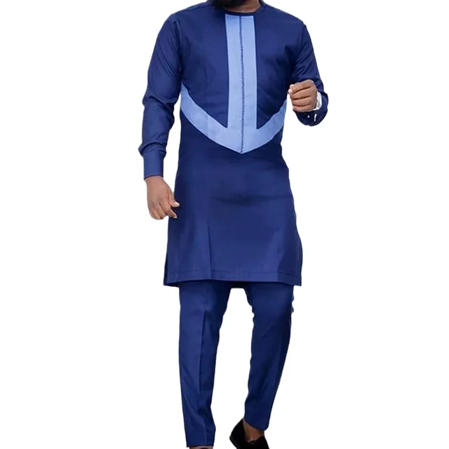 Ethnic Print Leisure Men's Suit Blue - Shop at LoveMi