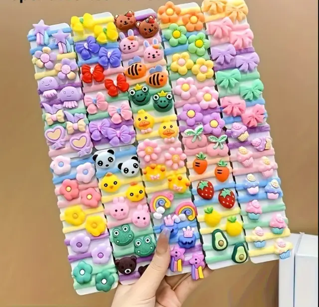 Rubber Band Female Hair binding Children's Cartoon Hair Band Cute Baby Hair Friendly String Hair Rope Headdress Set1 - Shop at LoveMi