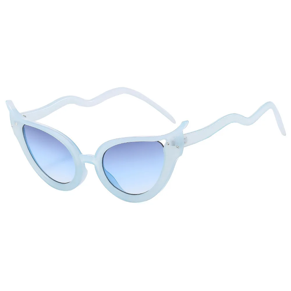 Personalized Sunglasses Funny Snake-shaped Women - Jelly Blue Double Blue Slice