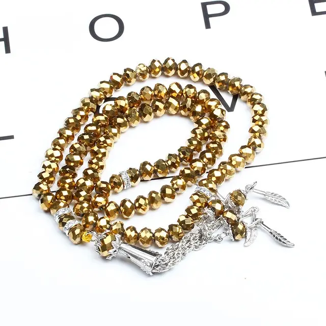 Cut Crystal Rosary Bracelet Gold Style - Shop at LoveMi