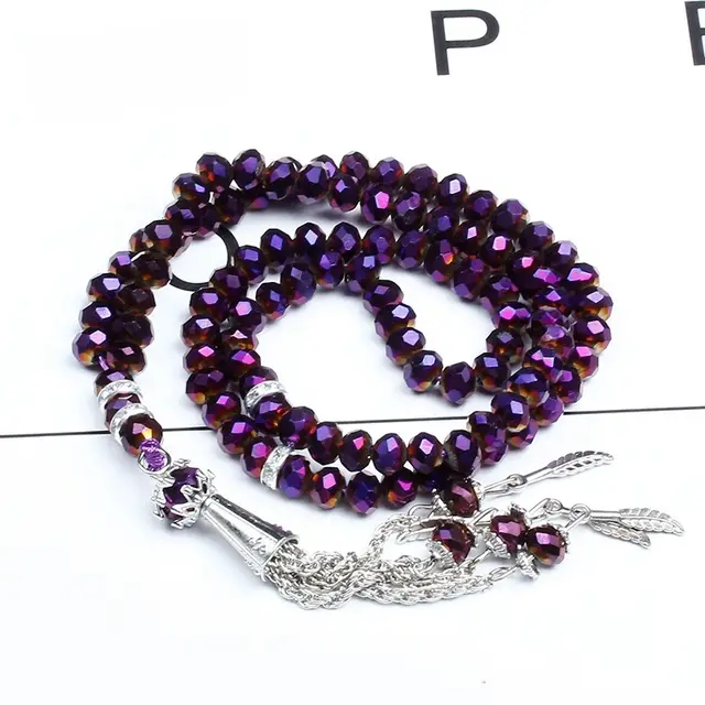 Cut Crystal Rosary Bracelet Purplish Red Style - Shop at LoveMi